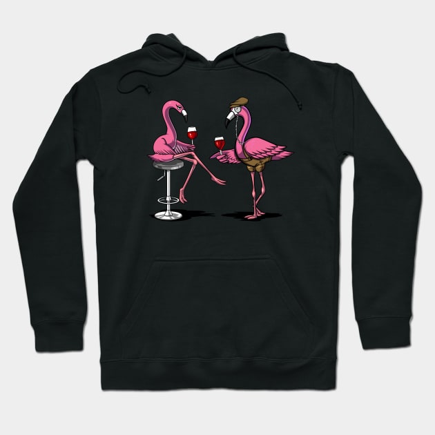 Flamingo Wine Drinking Party Hoodie by underheaven